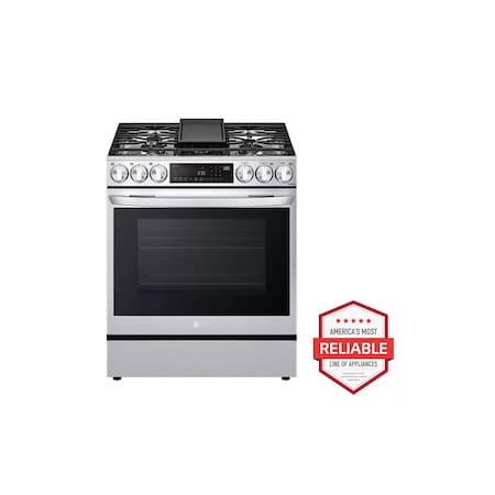 Lg 6.3 cu ft Smart Wi-Fi Enabled ProBake Convection InstaView Gas Slide-In Range LSGL6335F